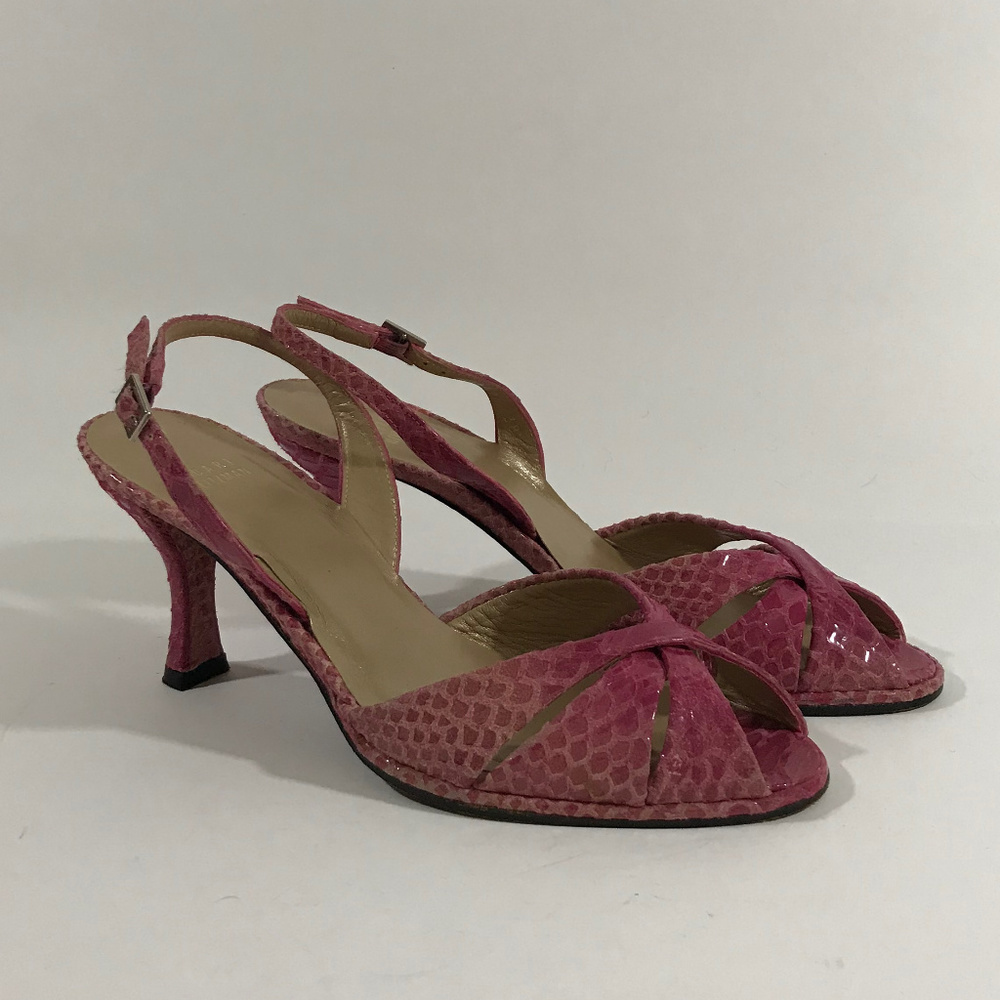 Stuart Weitzman Pink Suede Slingback Sandal Heels